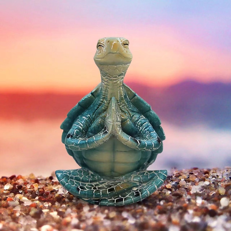 Turtle Sculpture | Peacefulness Meditating Sea Turtle Statue Decorations For Buddha | Meditating Sea Turtle Miniature Figurine Collection For Courtyard Home Patio, Lawn, Garden3