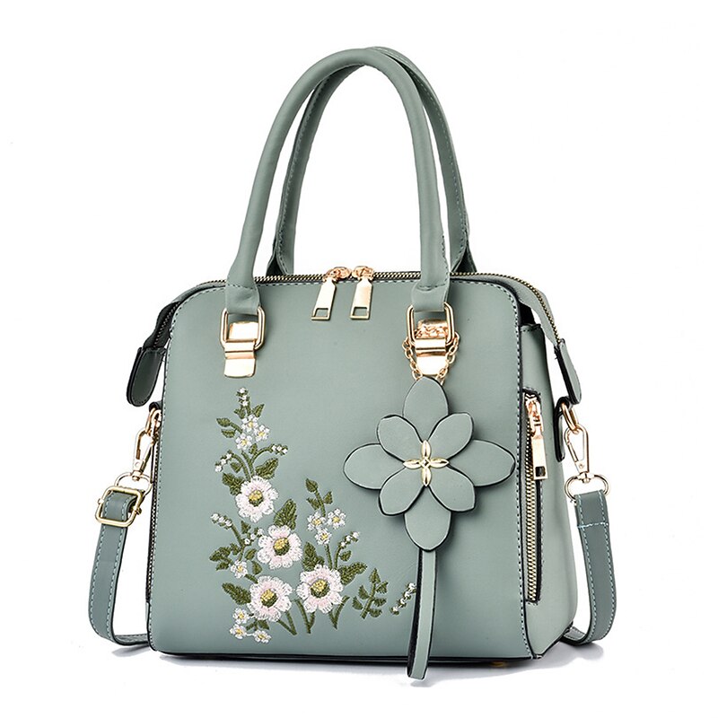 Women's Yellow Floral Embroidered Handbag with Flower Charm – Stylish and Functional Shoulder Bag for Daily Use and Special Occasions2