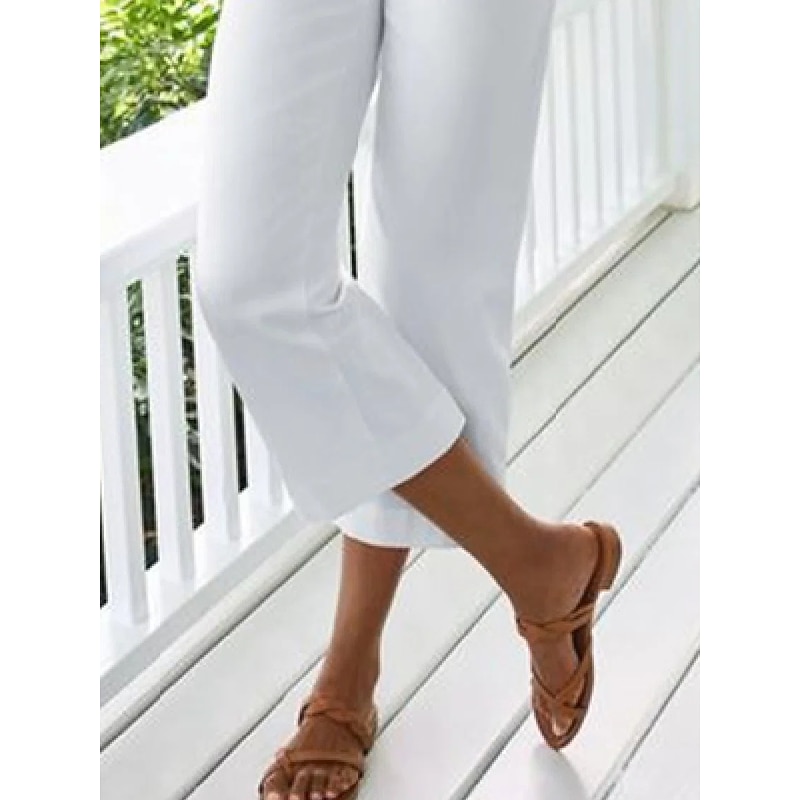 Women's Cotton Linen Pants Chinos Capri shorts Fashion Calf-Length Plain Side Pockets Baggy Comfort Inelastic Casual Daily Black White Red Blue Regular Fit2