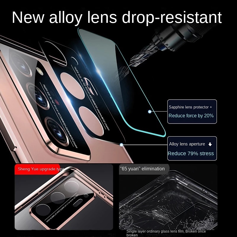 Phone Case For Samsung Galaxy S25 S24 S23 S22 S21 Ultra Plus Magnetic Adsorption Bumper Frame Magnetic Full Body Protective Solid Colored Tempered Glass Metal4