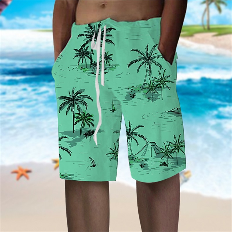Men's Graphic Coconut Tree Shorts Summer Shorts Beach Shorts Mid Waist Streetwear Hawaiian Designer Casual Daily Holiday Drawstring Elastic Waist Designer Clothing Apparel3