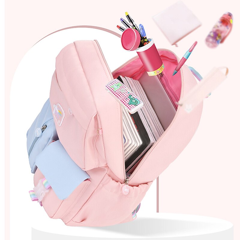 Girls' Cute Unicorn Backpack - Lavender Waterproof   School Bag with Multiple Pockets and Pink Accents for Kids2