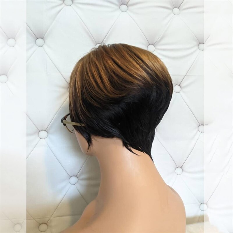 Pixie Cut Wigs for Black Women Hair Brazilian Hair Short Layered Pixie Wigs with Bangs for Women Glueless Wig African American Full Machine Made Wig4