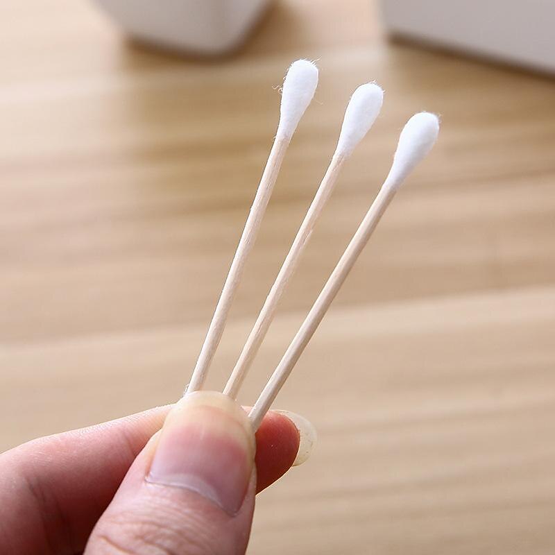 3Packs/300pcs Cotton Swab Double-End Wooden Swab Cotton Swab Cotton Swab Ear Tampon Baseball Makeup Removal Cotton Swab4