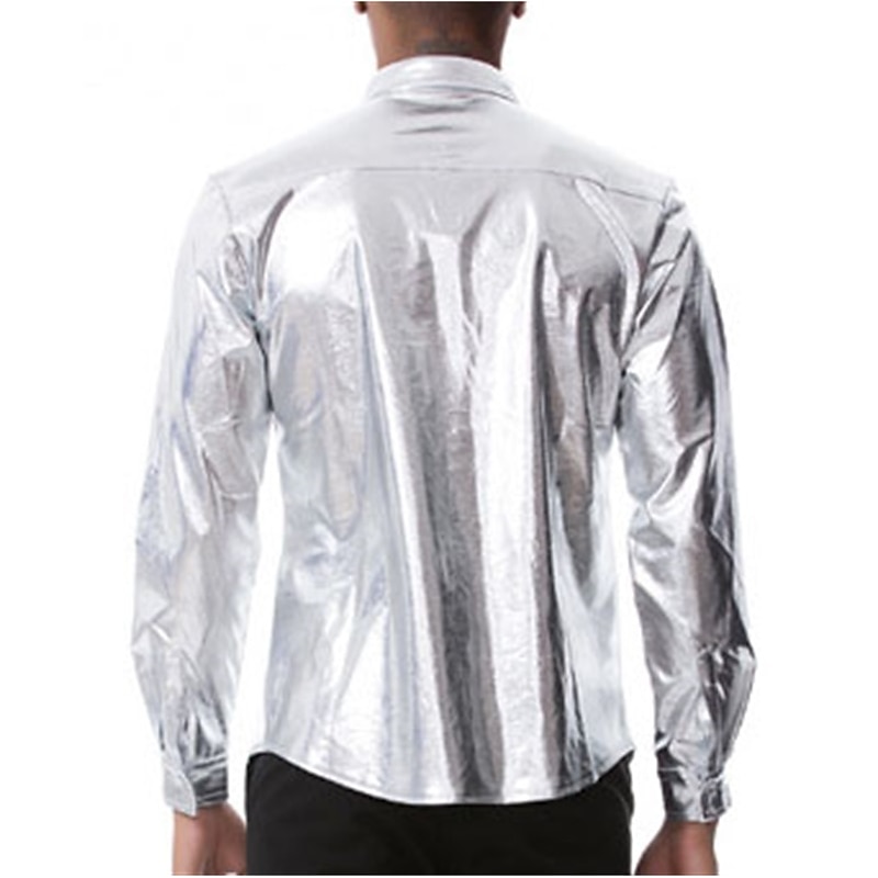Men's Tuxedo Shirts Plain Party Holiday Silver Black Long Sleeve Turndown Spring &  Fall Clothing Apparel Button-Down3