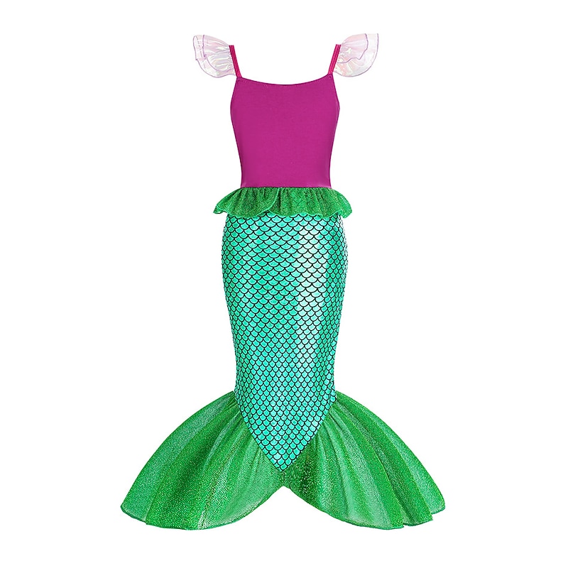Little Mermaid Mermaid Tail Aqua Princess Dress Theme Party Costume Girls' Movie Cosplay Cosplay Halloween Wig Purple Accessories Set Blue Dress Carnival Masquerade Cotton World Book Day Costumes4