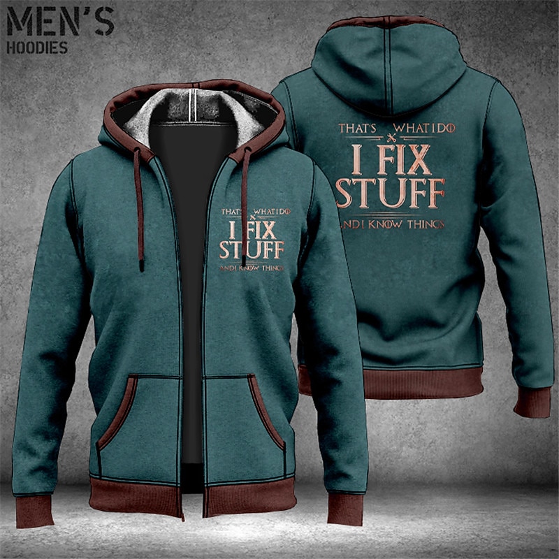 Men's Letter Graphic Prints Hoodie Hoodies Sweatshirt Streetwear Designer Long Sleeve Hooded Sports & Outdoor Daily Sports Blue Brown Zipper Print Spring &  Fall Designer3
