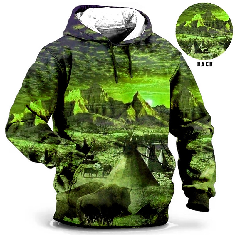Men's Plus Size Pullover Hoodie Sweatshirt Big and Tall 3D Print Hooded Pocket Long Sleeve Spring &  Fall Fashion Streetwear Basic Comfortable Vacation Daily Wear Tops3