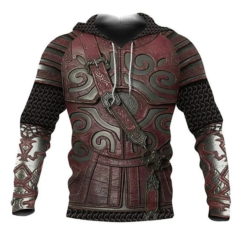 Men's Graphic Prints Armor Hoodie Hoodies Sweatshirt Streetwear Designer Long Sleeve Hooded Daily Sports Silver Red Print Spring &  Fall Designer