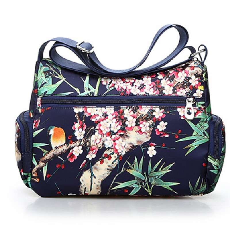 Women's Crossbody Bag Crossbody Bag Nylon Outdoor Daily Going out Print Waterproof Floral Print Flower Black Grey Black White2