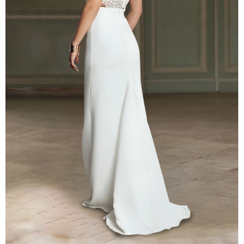 Beach Wedding Hall Casual Wedding Dresses Mermaid Separates Separates Sweep / Brush Train Stretch Fabric Bridal Skirts Bridal Gowns With Solid Color2