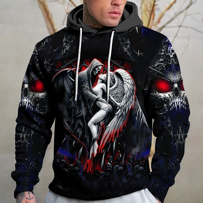 Men's Skull Grim Reaper Graphic Prints Skeleton Hoodie Hoodies Sweatshirt Streetwear Designer Long Sleeve Hooded Daily Sports Yellow Red Print Spring &  Fall Designer