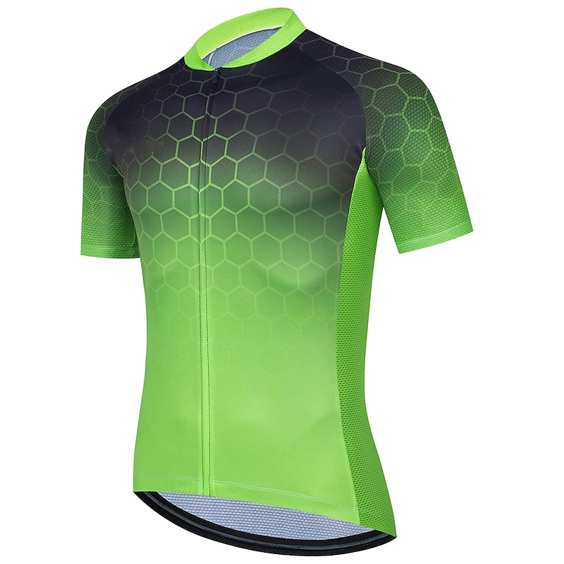 Men's Cycling Jersey Geometric Gradient Short Sleeve Bike Top with 3 Rear Pockets Mountain Bike MTB Road Bike Cycling Quick Dry Reflective Strips Back Pocket Moisture Wicking Sports Yellow Blue Orange2