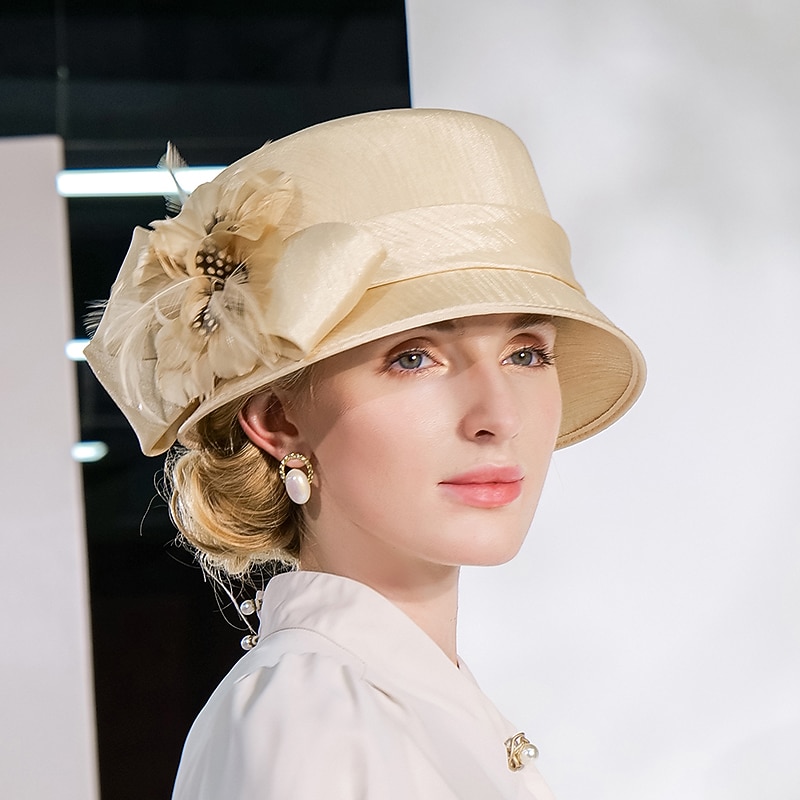 Hats Fiber Bowler / Cloche Hat Tea Party Horse Race Elegant With Feather Headpiece Headwear/ Special Occasion