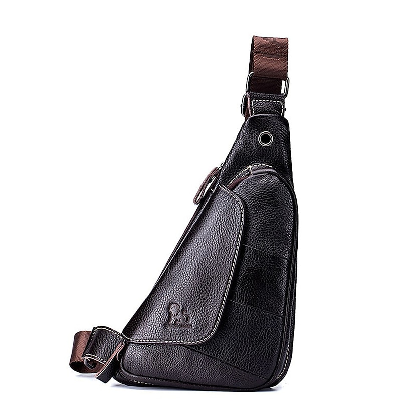 Men's Cowhide Leather Sling Bag - Vintage Crossbody Shoulder Bag for Travel, Outdoor, and Daily Use