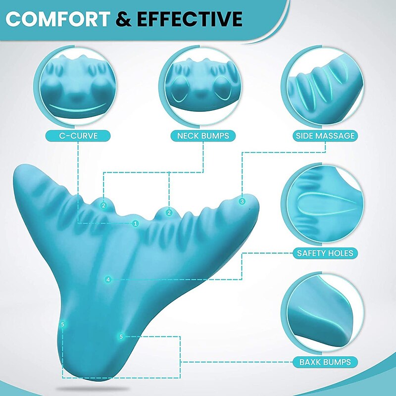 Cervical Spine Massage Pillow Portable Neck and Shoulder Relaxer Neck Massage Pillow Cervical Spine Alignment Chiropractic Pillow Cervical Neck Traction Device Neck Stretcher for TMJ Pain Relief3