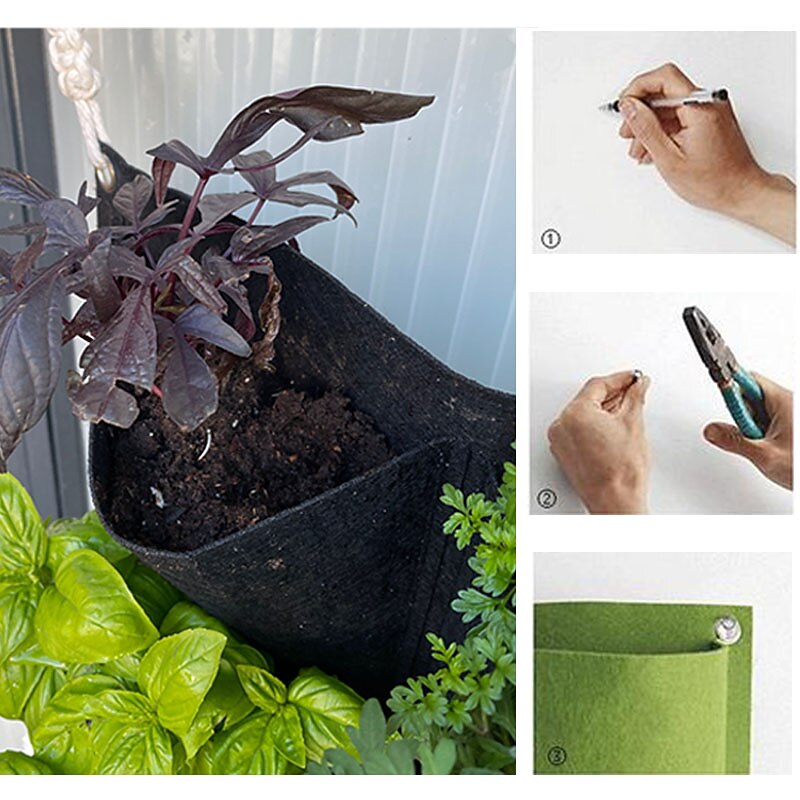 9 Pockets Vertical Garden Grow Bags Plant Wall Hanging Planting Pots Green Black Grow Planter Vegetable Gardening Supplies3