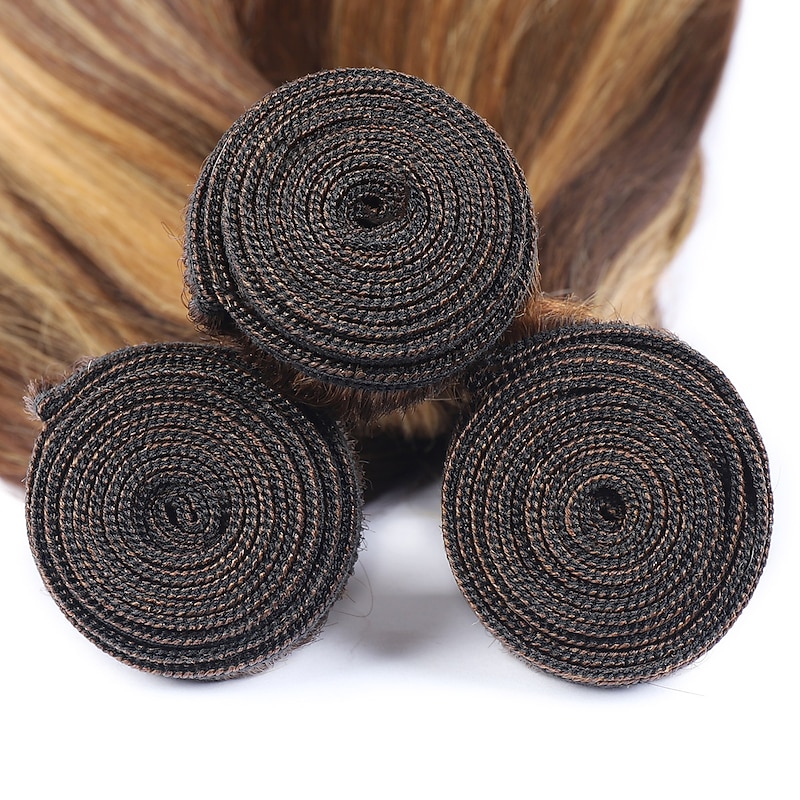 Highlight Hair Bundles Virgin Straight Human Hair 3 Bundles Ombre Honey Blonde P4/27 Color4