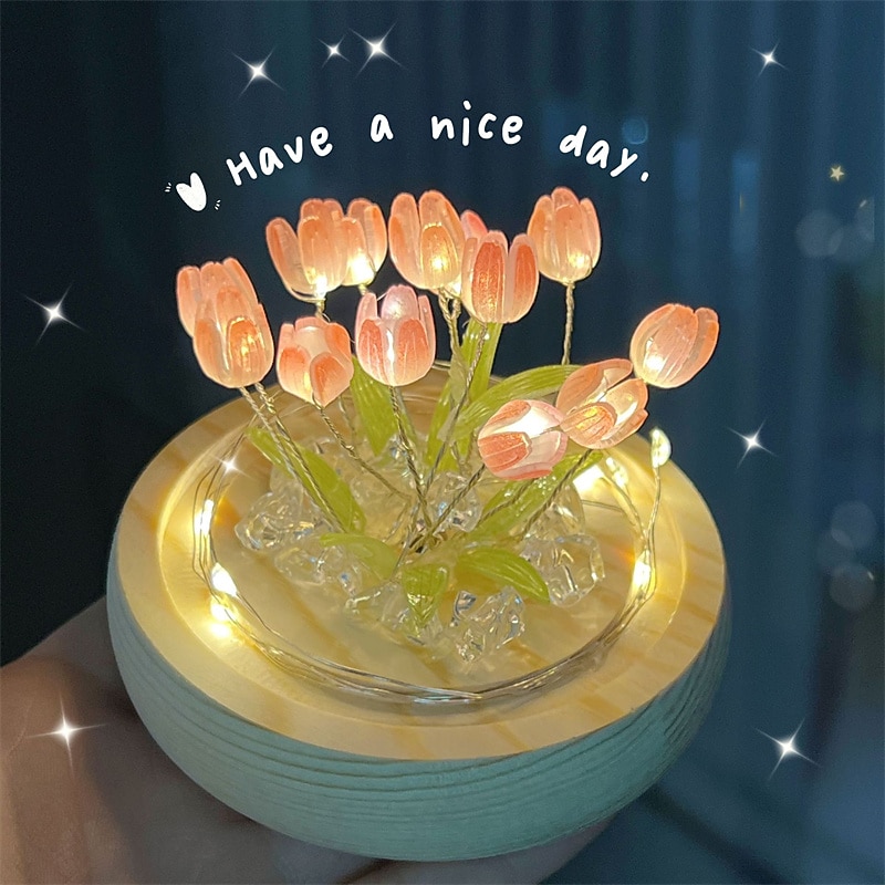 DIY Tulip Night Light Simulation Flower Bedroom Valentine's Day Gift INS Sleep Light Birthday Gift Atmosphere Light Desk Decoration2