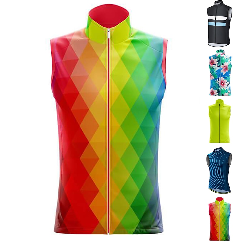 Women's Cycling Jersey Rainbow Grid / Plaid LGBT Sleeveless Bike Jersey Top with 3 Rear Pockets Mountain Bike MTB Road Bike Cycling Fast Dry Soft Back Pocket Comfortable Sports Yellow Blue Green