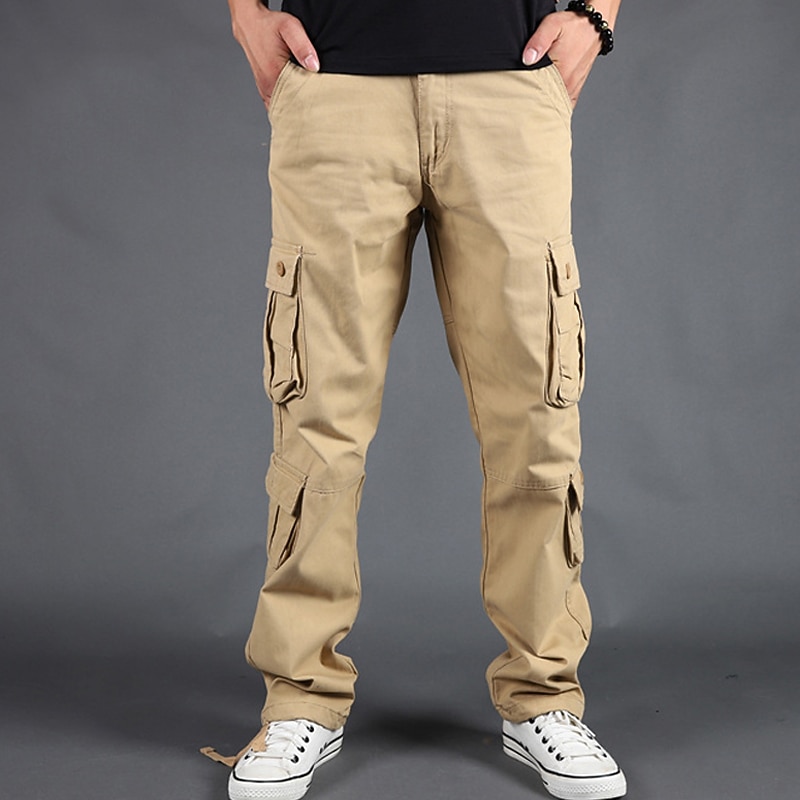 Men's Cargo Pants Cargo Trousers Trousers Parachute Pants Leg Drawstring Multi Pocket Straight Leg Plain Comfort Wearable Outdoor Daily Going out Sports Stylish Camouflage Blue Camouflage Black4