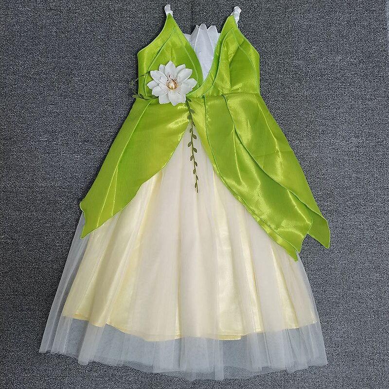 Tinker Bell Fairytale Princess Tiana Flower Girl Dress Theme Party Costume Tulle Dresses Girls' Movie Cosplay Cosplay Halloween Green Dress Halloween Carnival Masquerade World Book Day Costumes4