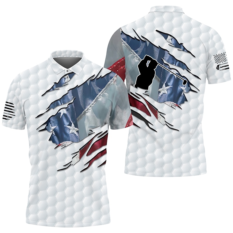 Men's Skull Sports Polo Shirts Golf Shirt Short Sleeve Polo Shirts Collared Shirts Casual Sportswear Vacation Wear Buttons 3D Print Black White2