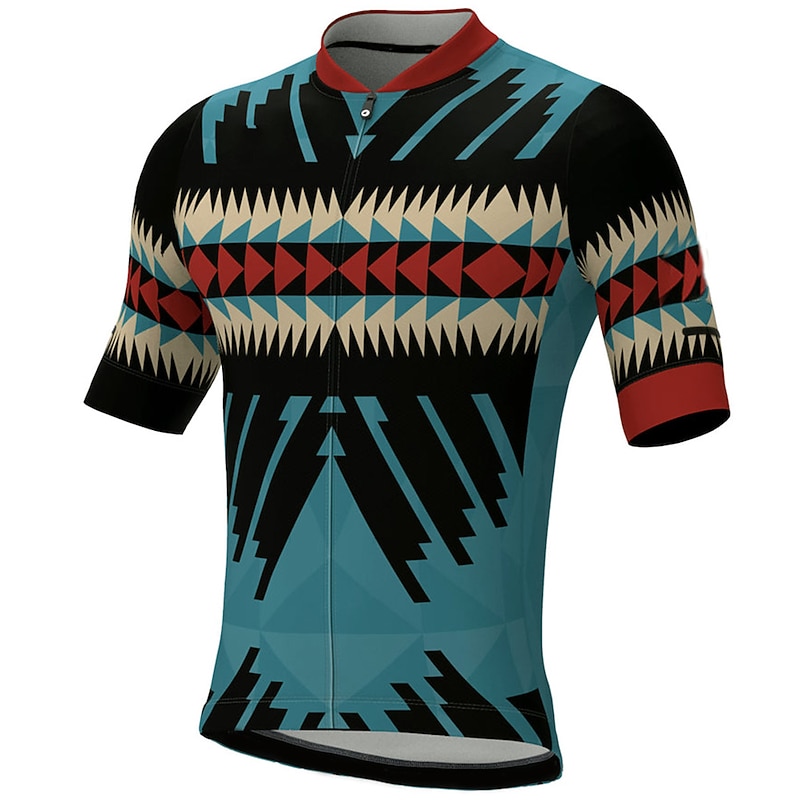 Men's Cycling Jersey Geometric Geometry Short Sleeve Bike Top with 3 Rear Pockets Mountain Bike MTB Road Bike Cycling Quick Dry Reflective Strips Back Pocket Moisture Wicking Sports Yellow Pink Red2