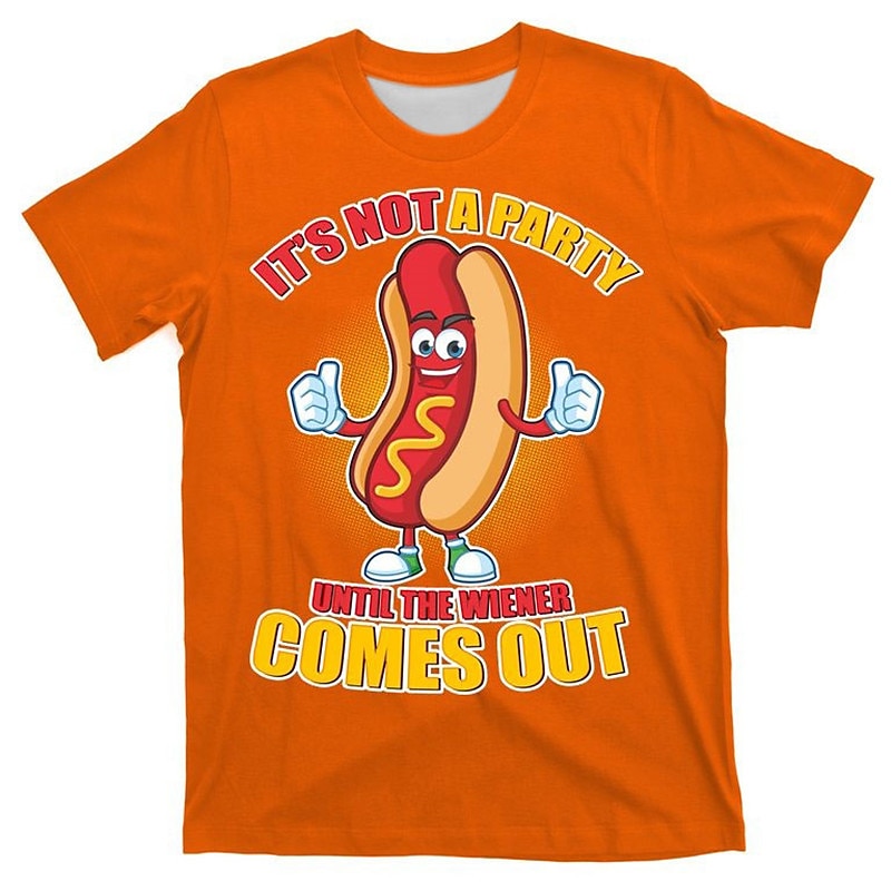 Men's Graphic Hot Dog Tee Offensive T Shirts Short Sleeve T shirt 3D Print Crew Neck Shirt Vintage Fashion Designer Outdoor Casual Daily Black Navy Blue Blue Spring & Summer Clothing Apparel S M L XL4