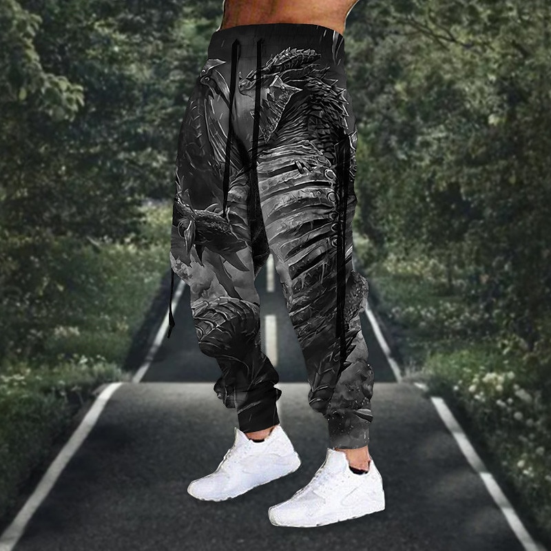 Men's Sweatpants Joggers Trousers Drawstring Elastic Waist 3D Print Animal Graphic Prints Comfort Sports Outdoor Casual Daily Cotton Blend Streetwear Designer Orange Green Micro-elastic3