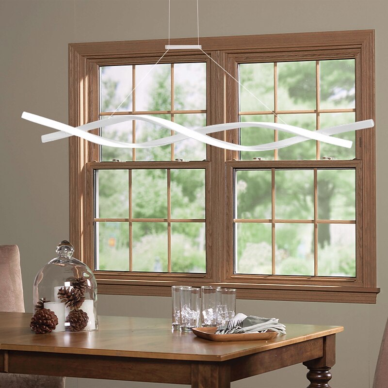 2-Light 80/100cm LED Pendant Light Aluminum Line   Design Curl Wave Design Adjustable Chandelier Nordic Style Dining Room Living Room Lights 36W 110-240V ONLY DIMMABLE WITH REMOTE CONTROL2