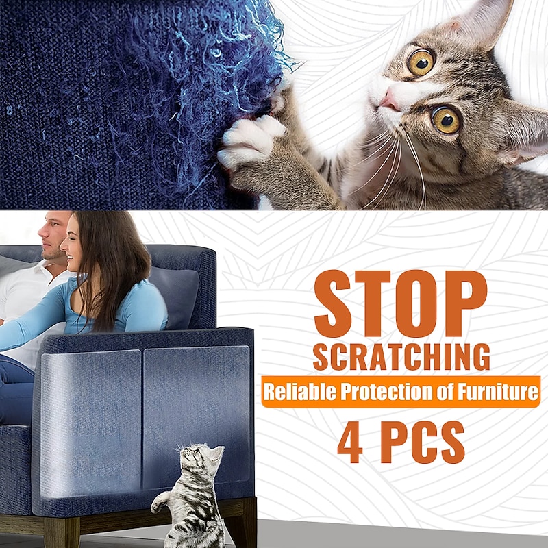 4 Pcs 14*48cm Couch Cat Scratch Guards Mat Scraper Cat Tree Scratching Claw Post Protector Sofa For Cats Scratcher Paw Pads Pet Furniture3