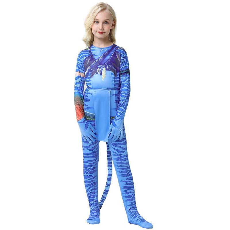 Kids Avatar: The Way of Water Neytiri Jake Sully Zentai Suits Blue Bodysuits Onesie Cosplay Costume Boys Girls' Movie Cosplay Halloween Carnival World Book Day Costumes2