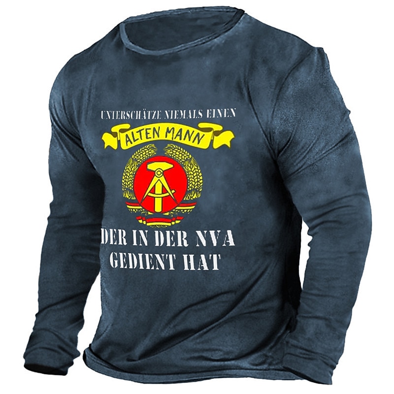 Men's Graphic Letter T Shirt Tee Long Sleeve T shirt 3D Print Crew Neck Shirt Vintage Fashion Designer Outdoor Casual Daily Blue Brown Dark Gray Spring &  Fall Clothing Apparel S M L XL 2XL 3XL2