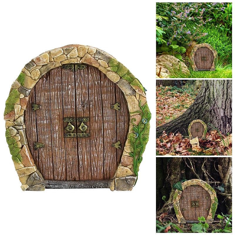 Mini Fairy Door Hand Made Cute Pink Mouse Hole Miniature Art Decor Sculpture4