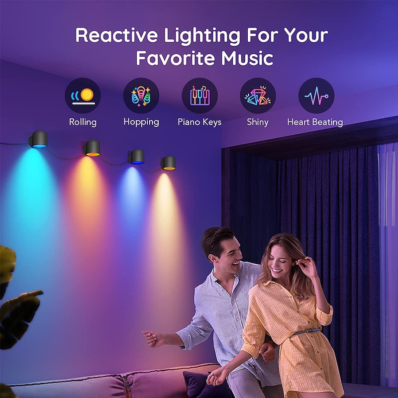 LED Smart Light Decorative Alexa Tuya Wifi Smart Music Synchronous Multi-color Wall Lamp Remote Control Plug-in3