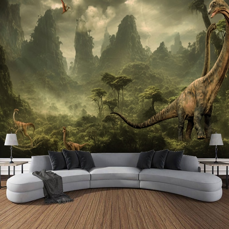 Dinosaur Ancient Forest Wall Tapestry Animal Art Decor Photograph Backdrop Blanket Curtain Hanging Home Bedroom Living Room Decoration3