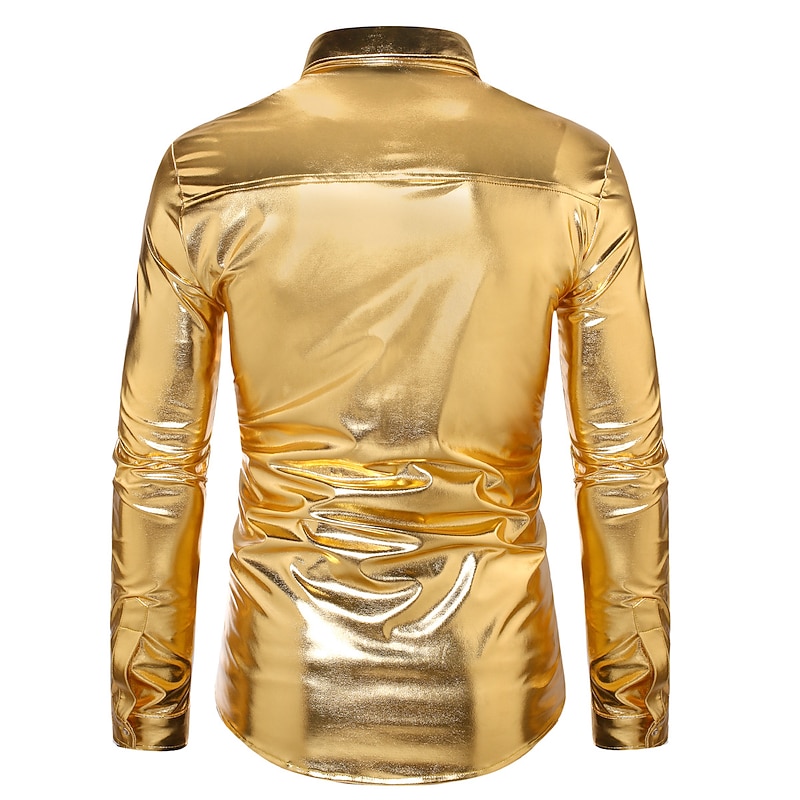Disco 1980s Shiny Metallic Blouse / Shirt Masquerade Disco Sequins Fancy Dress Men's Carnival Costume Masquerade Party / Evening Bachelorette Party Pride Parade Adults' Shirt2