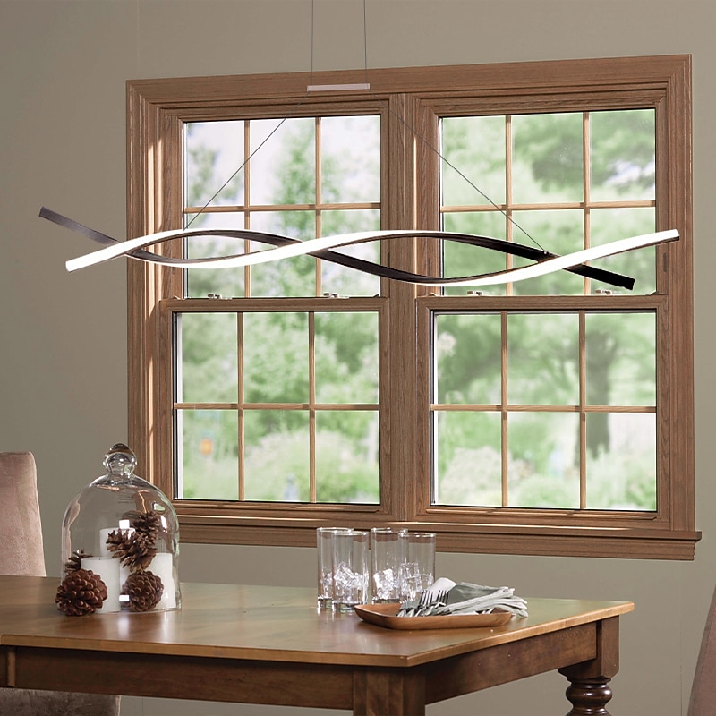 2-Light 80/100cm LED Pendant Light Aluminum Line   Design Curl Wave Design Adjustable Chandelier Nordic Style Dining Room Living Room Lights 36W 110-240V ONLY DIMMABLE WITH REMOTE CONTROL