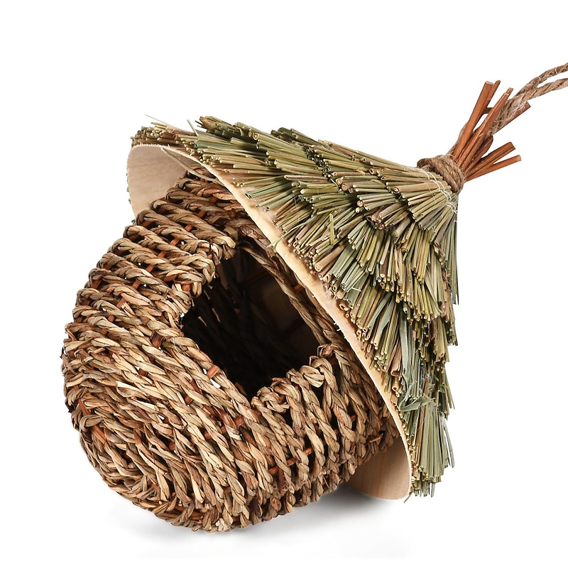 Hummingbird House Charming Decorative Hummingbird House Creative Birdhouse Hanging Straw Nest3