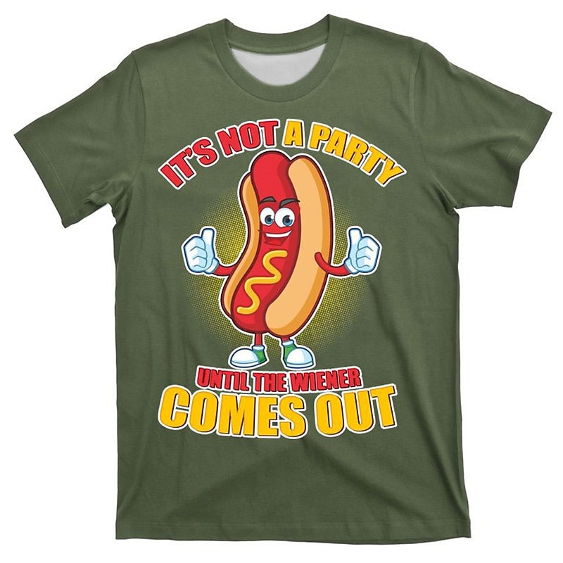 Men's Graphic Hot Dog Tee Offensive T Shirts Short Sleeve T shirt 3D Print Crew Neck Shirt Vintage Fashion Designer Outdoor Casual Daily Black Navy Blue Blue Spring & Summer Clothing Apparel S M L XL3