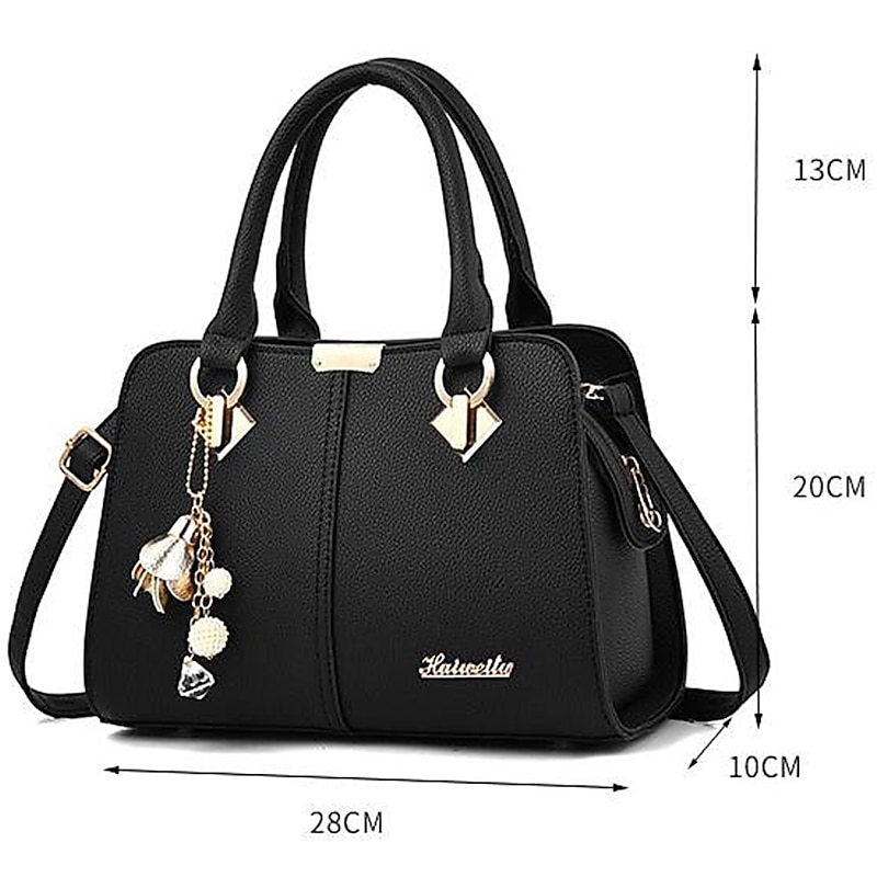 Women's Elegant Blue Handbag with Removable Strap and Stylish Charm Decoration - Perfect for Office and Casual Use3