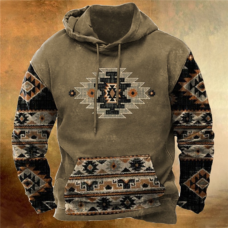 Men's Bohemian Style Graphic Prints Hoodie Hoodies Sweatshirt Streetwear Designer Long Sleeve Hooded Daily Sports Navy Blue Dark Green Print Spring &  Fall Designer