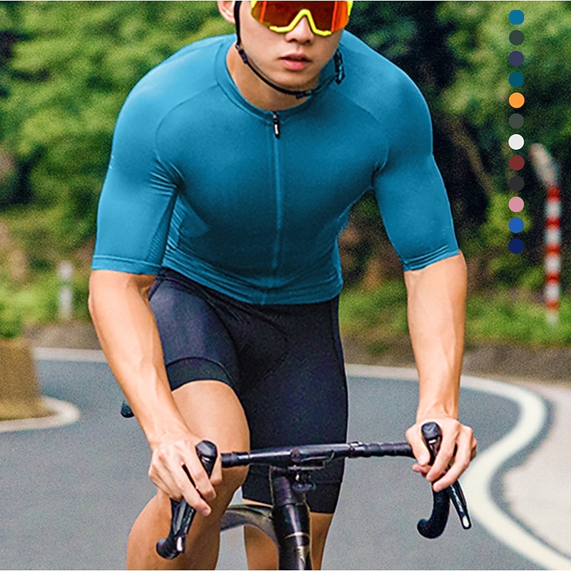 Men's Cycling Jersey Solid Color Short Sleeve Bike Jersey Top with 3 Rear Pockets Mountain Bike MTB Road Bike Cycling Quick Dry Reflective Strips Back Pocket Moisture Wicking Sports Forest Green