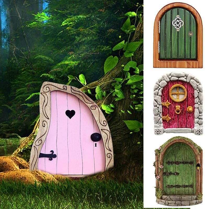 Mini Fairy Door Hand Made Cute Pink Mouse Hole Miniature Art Decor Sculpture3