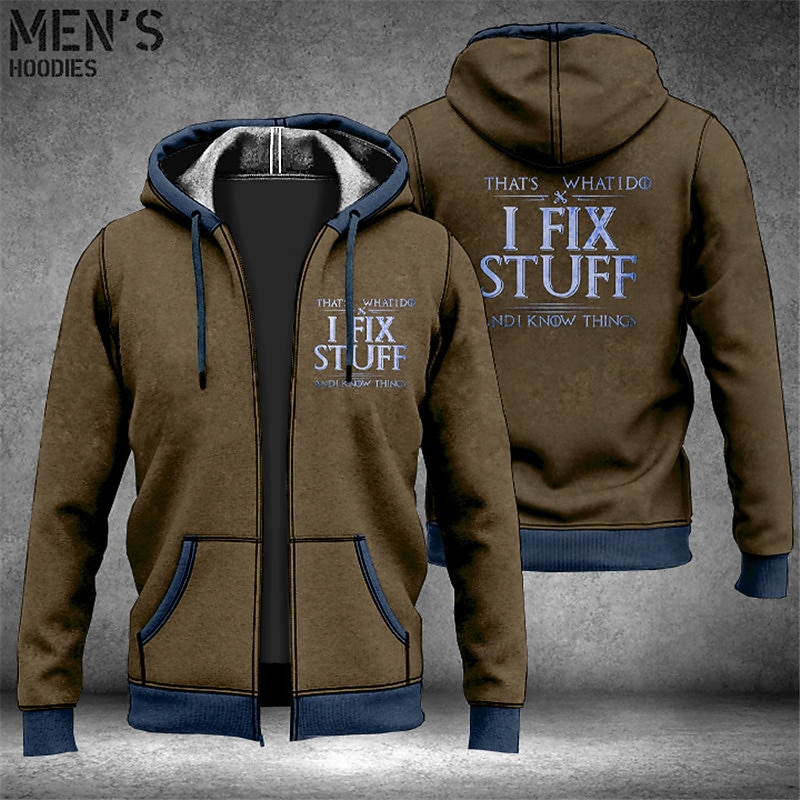Men's Letter Graphic Prints Hoodie Hoodies Sweatshirt Streetwear Designer Long Sleeve Hooded Sports & Outdoor Daily Sports Blue Brown Zipper Print Spring &  Fall Designer2