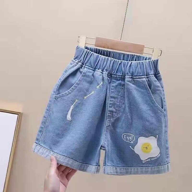 Girls Shorts Summer 2023 Style Children's Denim Pants Shorts Wear Hot Pants with Multi-Color3