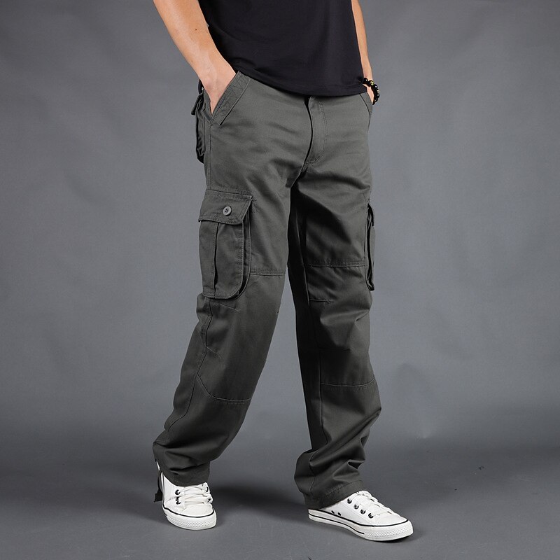 Men's Cargo Pants Cargo Trousers Trousers Multi Pocket Straight Leg Plain Comfort Wearable Casual Daily Going out 100% Cotton Sports Stylish Gray Green Grass Green