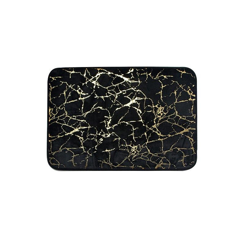 Black Marble Bath Mat Non-slip Bathroom Rugs Sets 3 Piece with Non-Slip Rug, Toilet Lid Cover and Bath Mat, Gold Bathroom Rugs and Mats Sets2