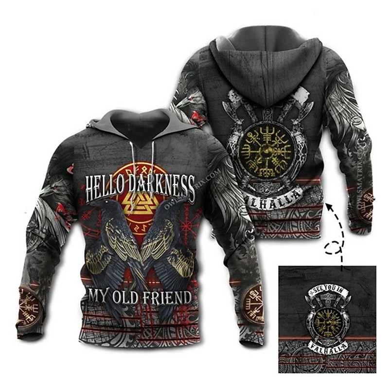 Men's Animal Graphic Prints Eagle Hoodie Hoodies Sweatshirt Streetwear Designer Long Sleeve Hooded Daily Sports Dark Gray Print Spring &  Fall Designer2